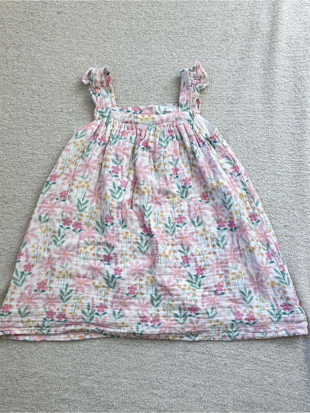 Angel Dear Pink Floral Dress with Green Leaves  Size 6